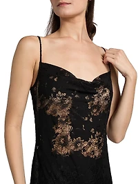 Bettie Floral Lace Cowlneck Maxi Dress