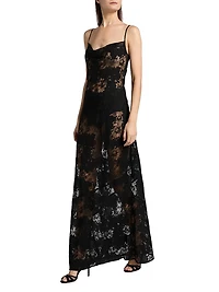 Bettie Floral Lace Cowlneck Maxi Dress
