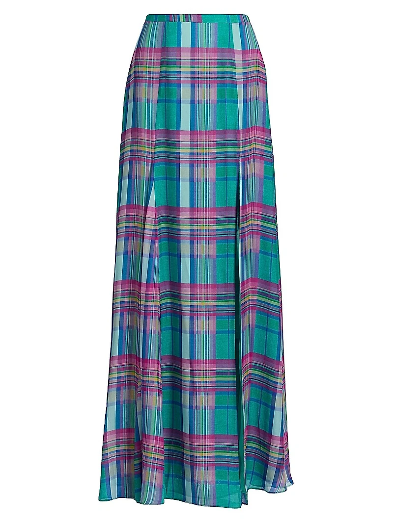 Patrica Plaid Slit Maxi Skirt