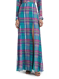 Patrica Plaid Slit Maxi Skirt