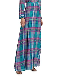 Patrica Plaid Slit Maxi Skirt