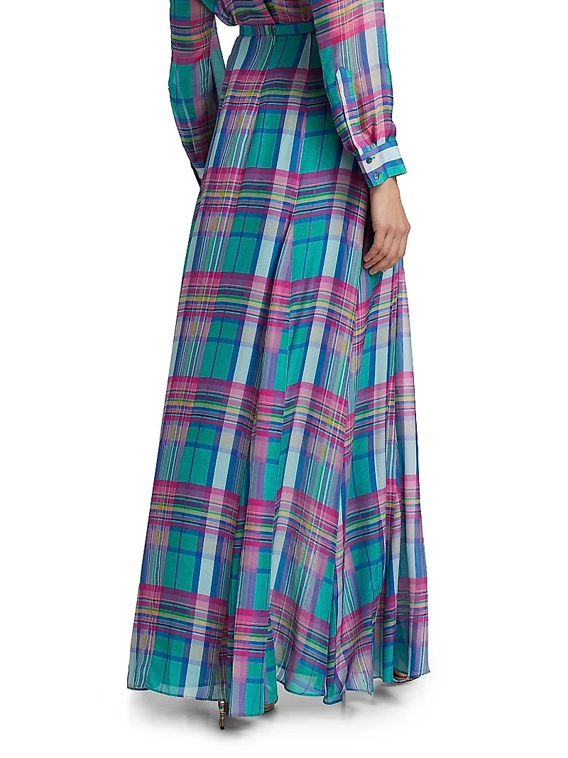 Patrica Plaid Slit Maxi Skirt