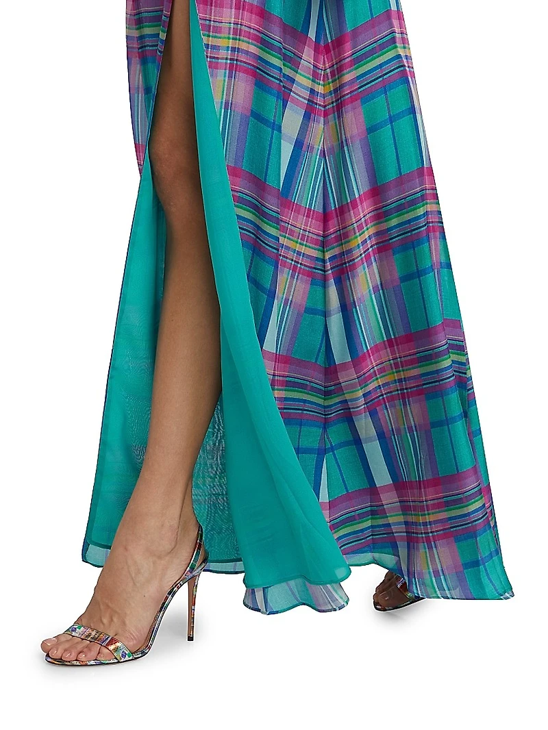 Patrica Plaid Slit Maxi Skirt