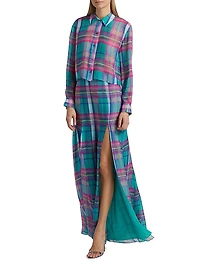 Patrica Plaid Slit Maxi Skirt