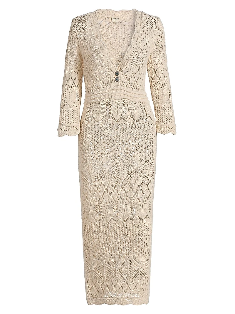 Dovie Mixed Pointelle Midi-Dress