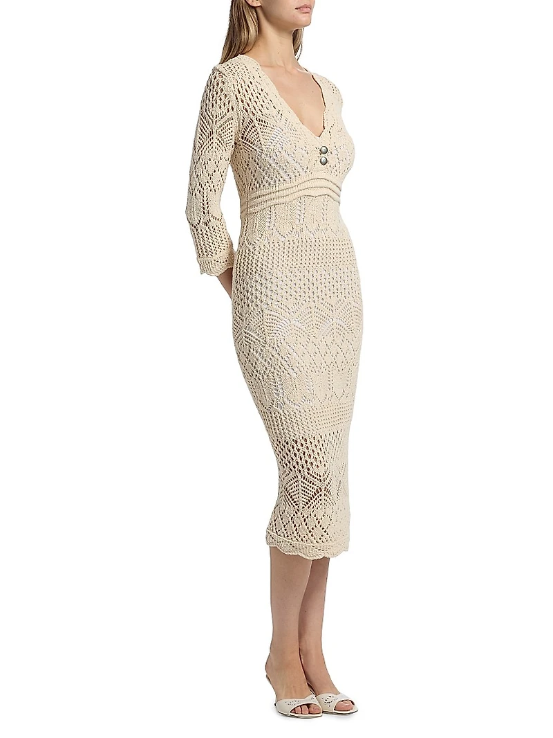 Dovie Mixed Pointelle Midi-Dress