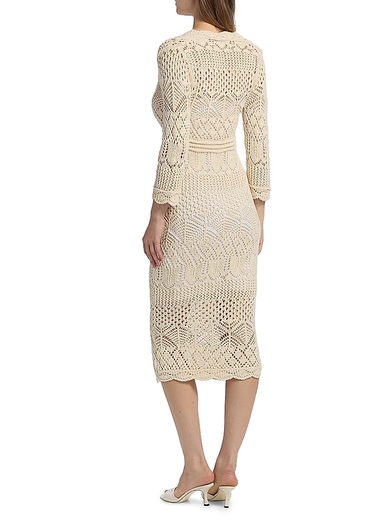 Dovie Mixed Pointelle Midi-Dress