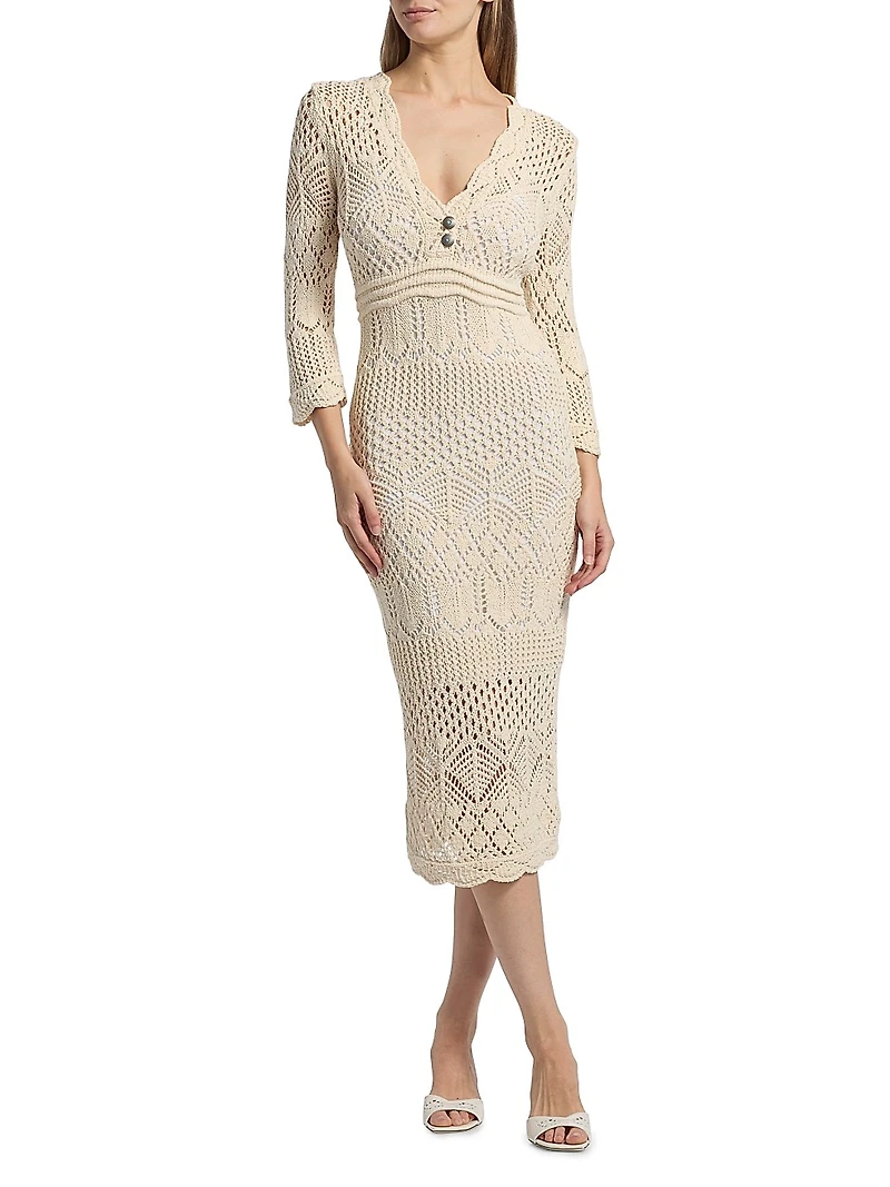 Dovie Mixed Pointelle Midi-Dress