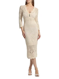 Dovie Mixed Pointelle Midi-Dress