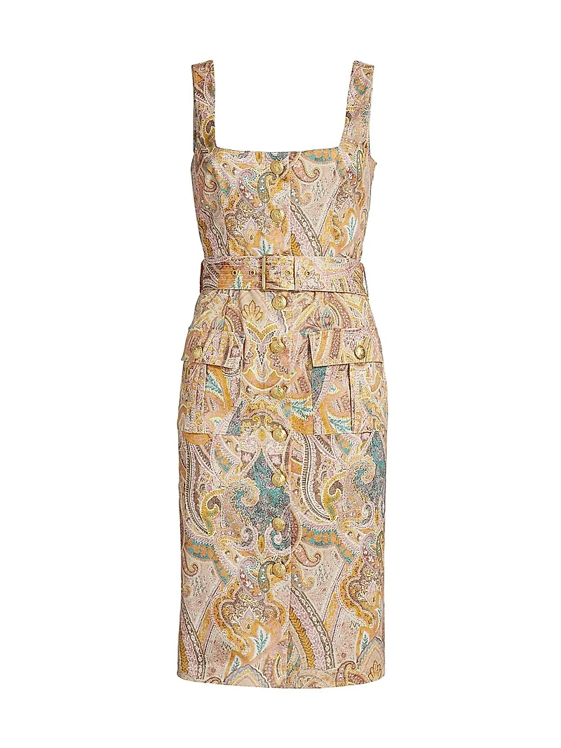 Idy Paisley Stretch Cotton Knee-Length Shirtdress