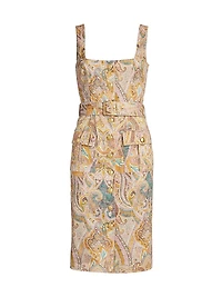 Idy Paisley Stretch Cotton Knee-Length Shirtdress