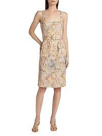 Idy Paisley Stretch Cotton Knee-Length Shirtdress