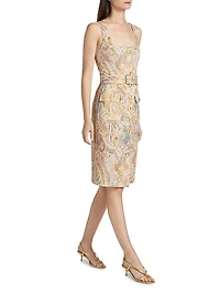 Idy Paisley Stretch Cotton Knee-Length Shirtdress