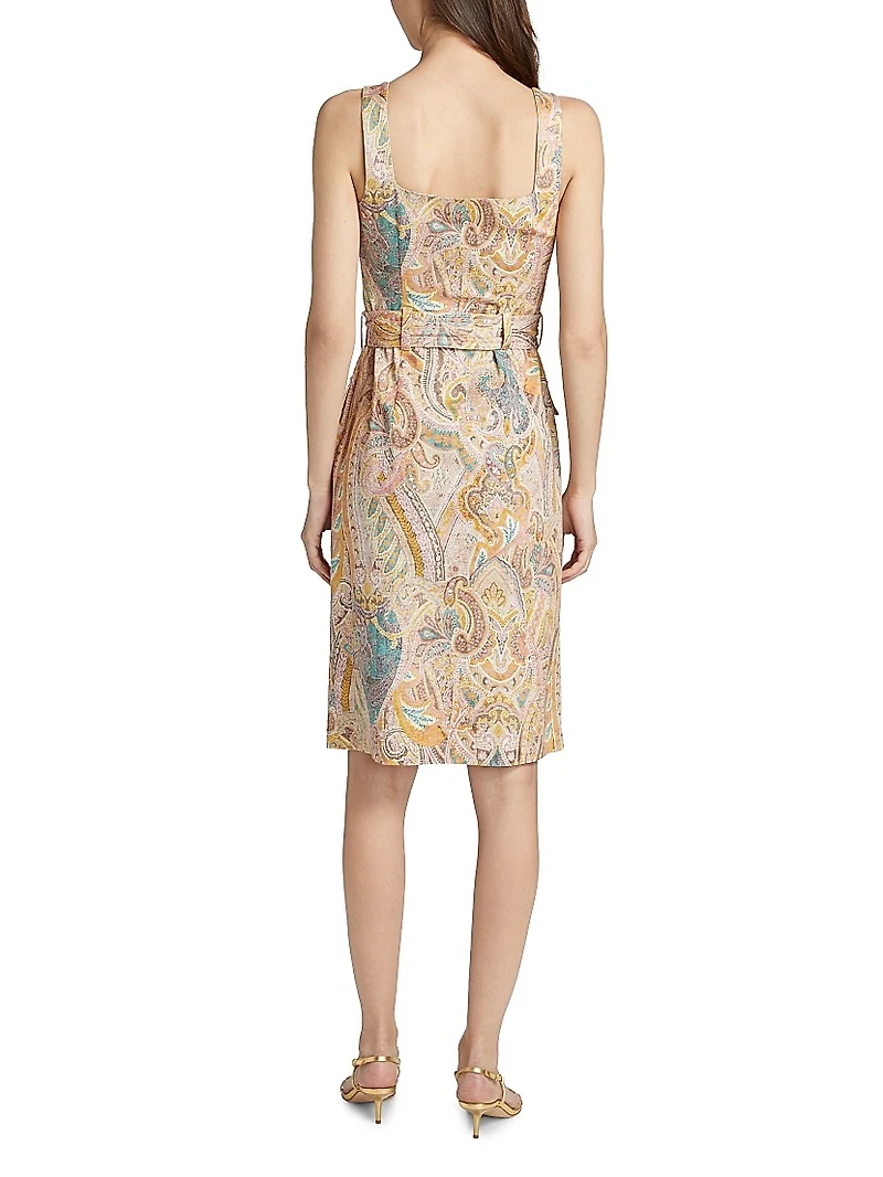 Idy Paisley Stretch Cotton Knee-Length Shirtdress