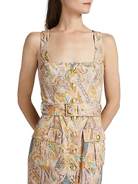 Idy Paisley Stretch Cotton Knee-Length Shirtdress