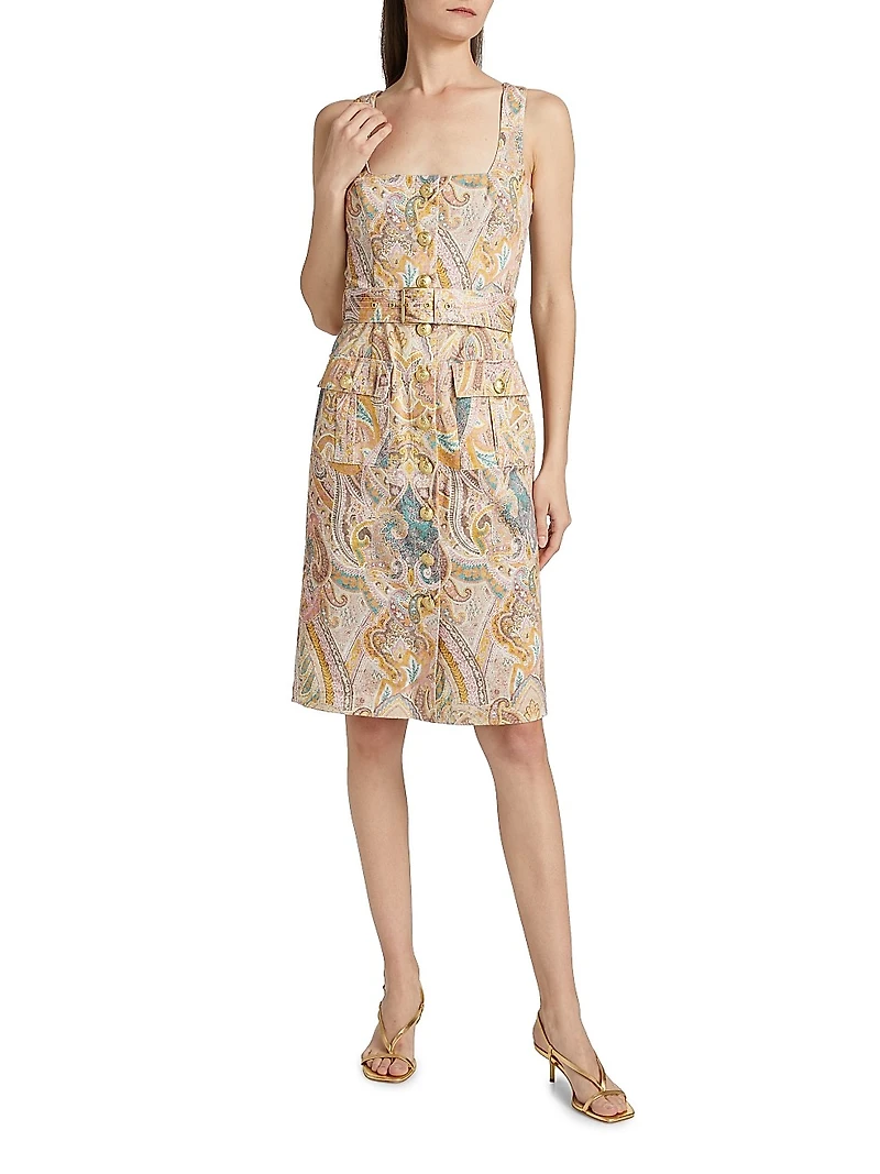 Idy Paisley Stretch Cotton Knee-Length Shirtdress