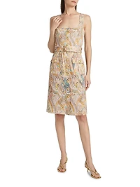 Idy Paisley Stretch Cotton Knee-Length Shirtdress