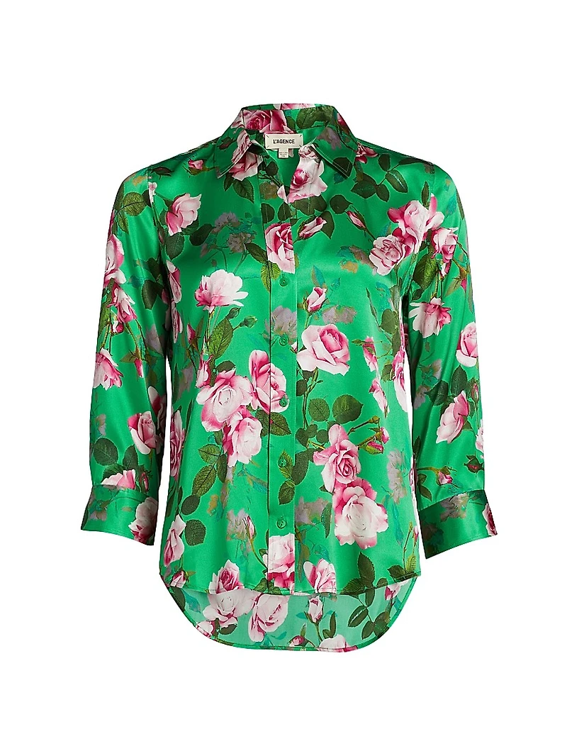 Dani Floral Silk Satin Blouse