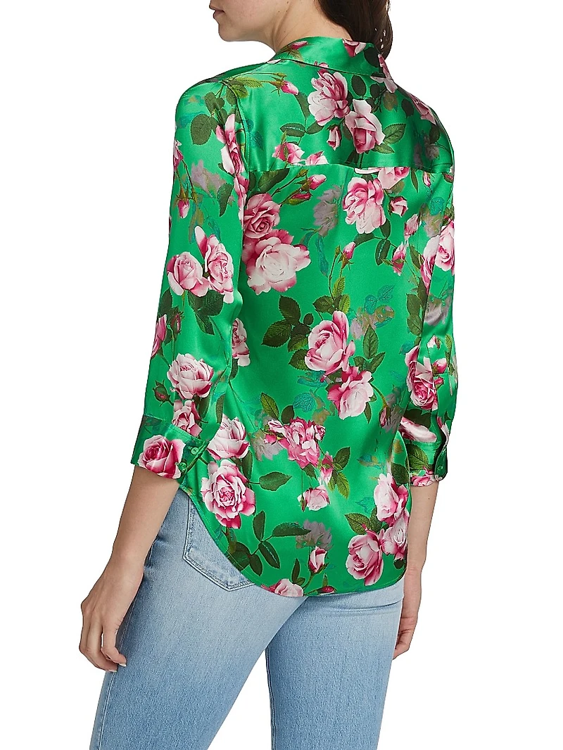 Dani Floral Silk Satin Blouse