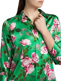 Dani Floral Silk Satin Blouse
