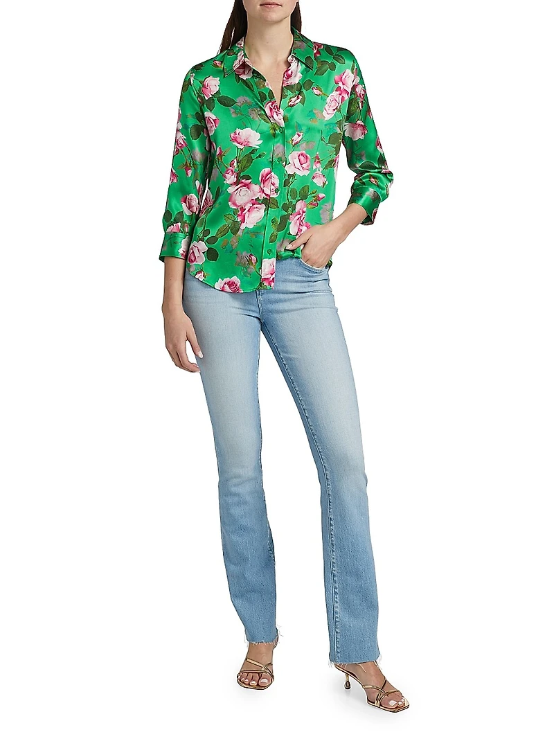 Dani Floral Silk Satin Blouse