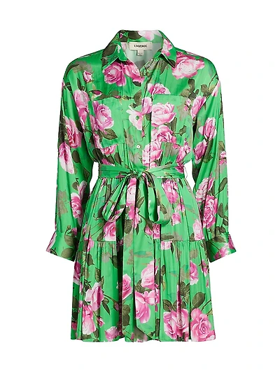 Virlen Floral Tiered Shirtdress