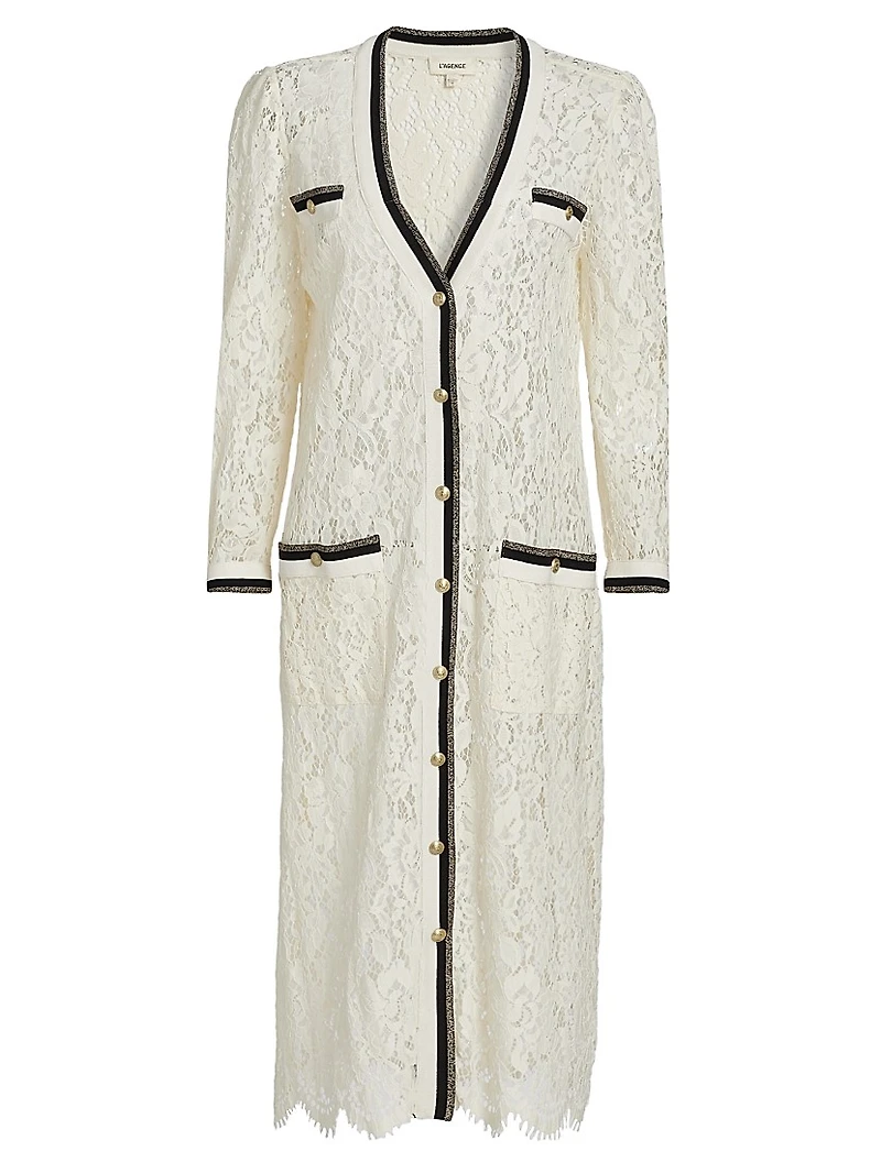 Whisper Contrast-Trimmed Lace Cardigan