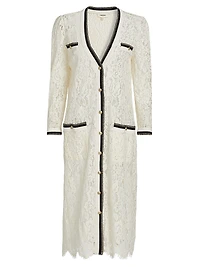 Whisper Contrast-Trimmed Lace Cardigan