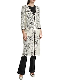 Whisper Contrast-Trimmed Lace Cardigan