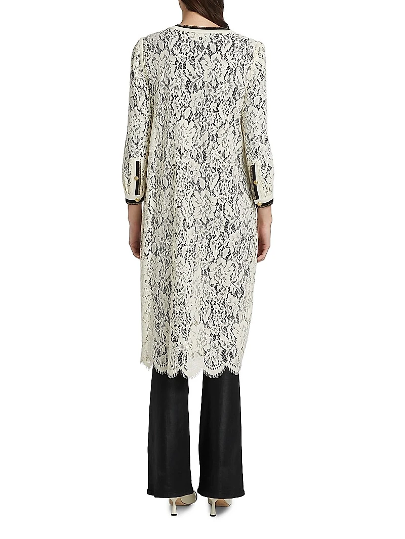 Whisper Contrast-Trimmed Lace Cardigan