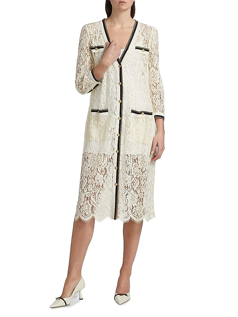 Whisper Contrast-Trimmed Lace Cardigan
