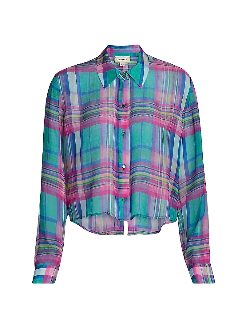 Cosette Plaid High-Low Crop Shirt