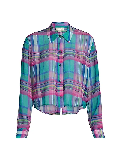 Cosette Plaid High-Low Crop Shirt
