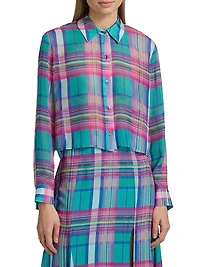 Cosette Plaid High-Low Crop Shirt