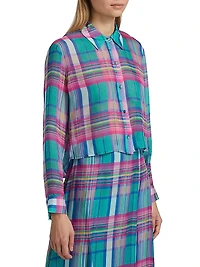Cosette Plaid High-Low Crop Shirt