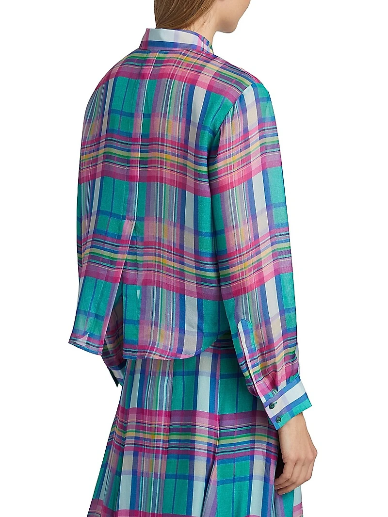 Cosette Plaid High-Low Crop Shirt