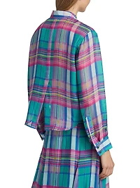 Cosette Plaid High-Low Crop Shirt