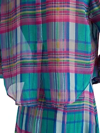 Cosette Plaid High-Low Crop Shirt