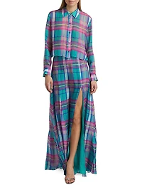 Cosette Plaid High-Low Crop Shirt