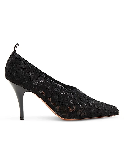 95MM Lace Square-Toe Pumps