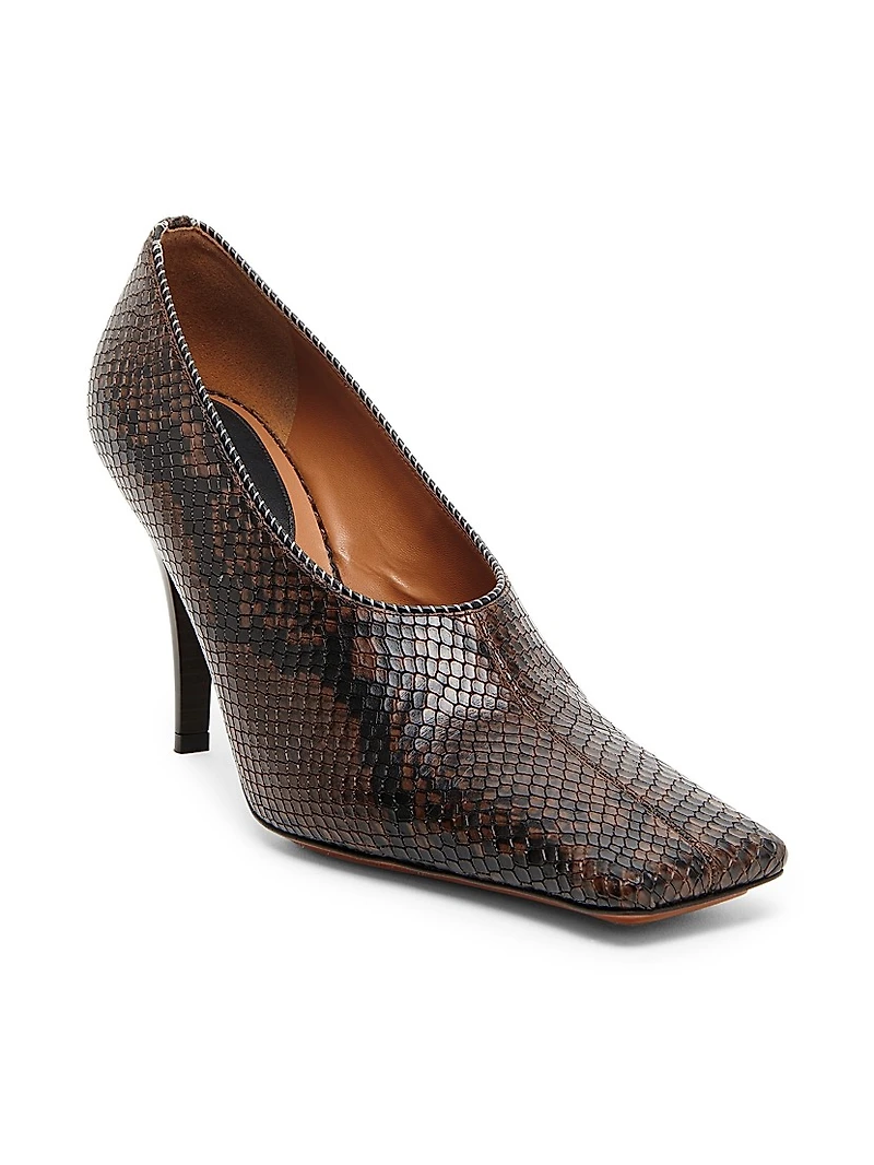 95MM Snakeskin Printed Pumps