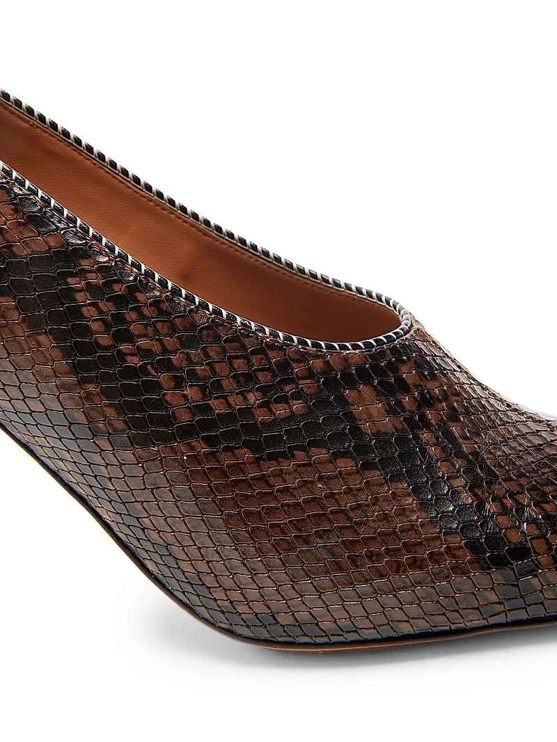 95MM Snakeskin Printed Pumps