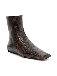 Snakeskin-Printed Booties