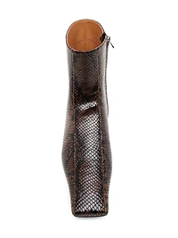 Snakeskin-Printed Booties