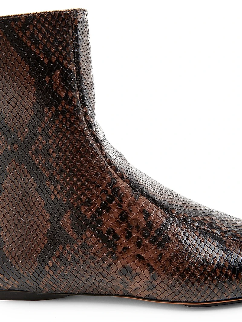 Snakeskin-Printed Booties