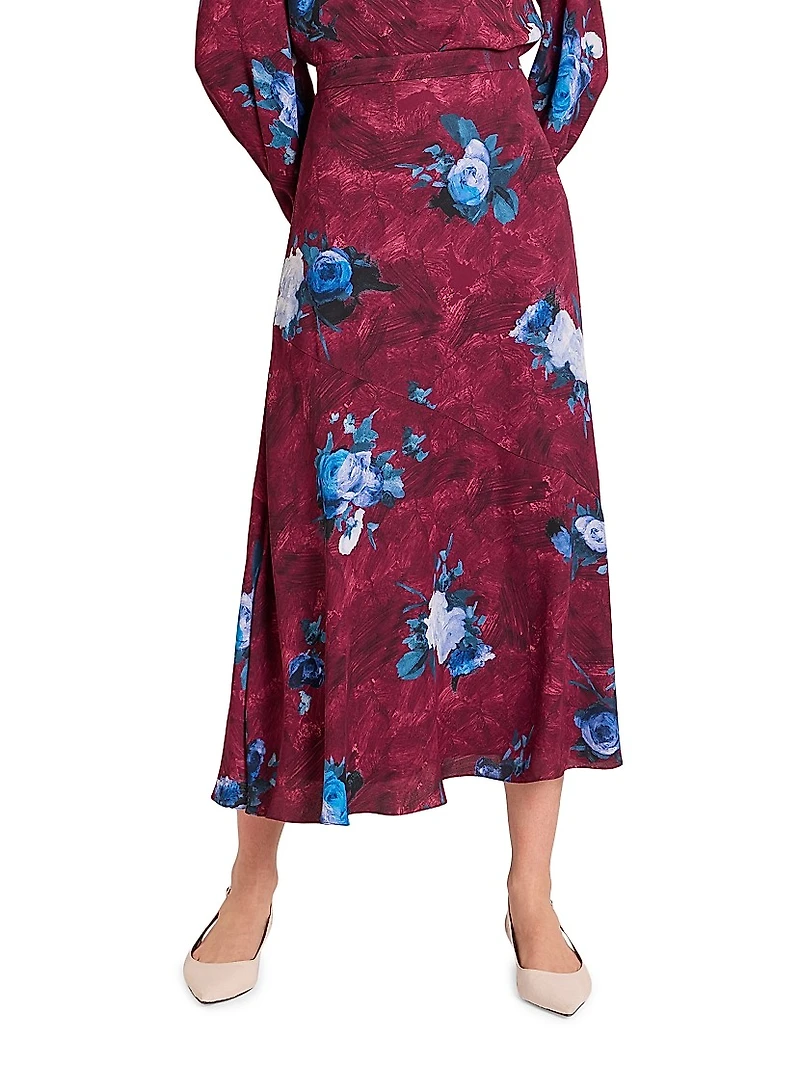 Floral A-Line Midi-Skirt