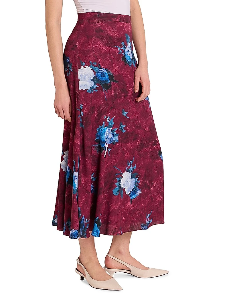 Floral A-Line Midi-Skirt