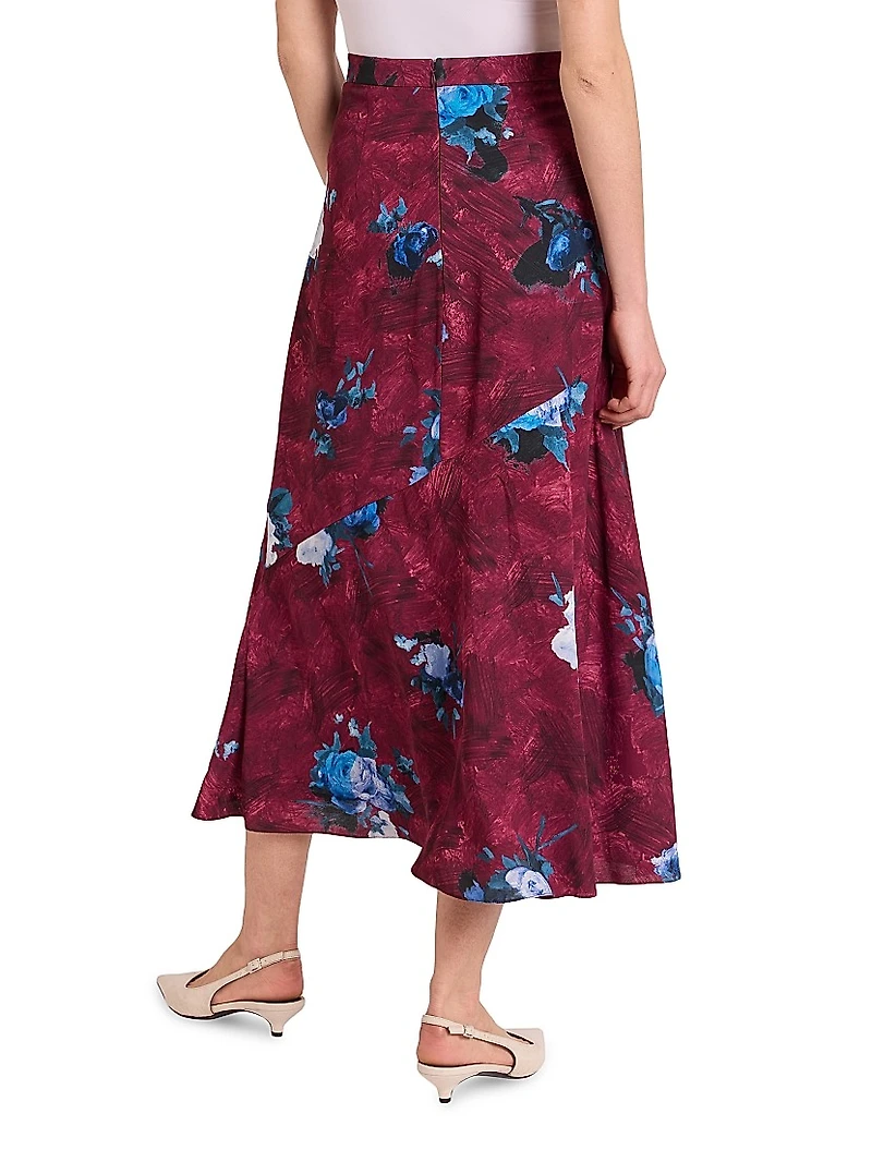 Floral A-Line Midi-Skirt