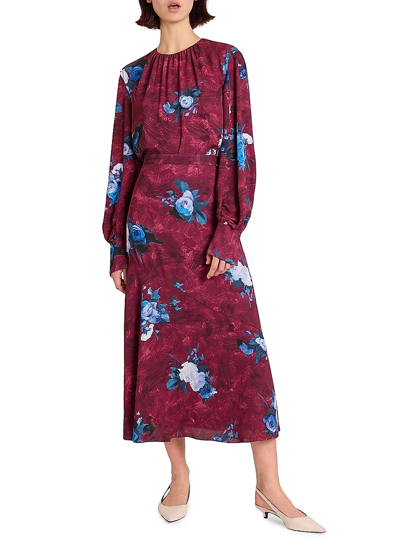 Floral A-Line Midi-Skirt