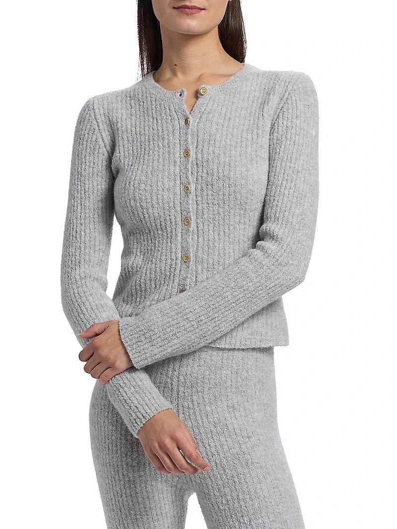 Rib-Knit Cashmere-Silk Cardigan